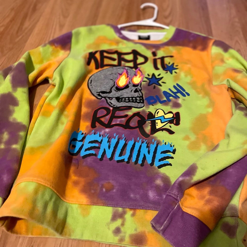 Orange and Green Graphic Sweatshirt with Bold Design